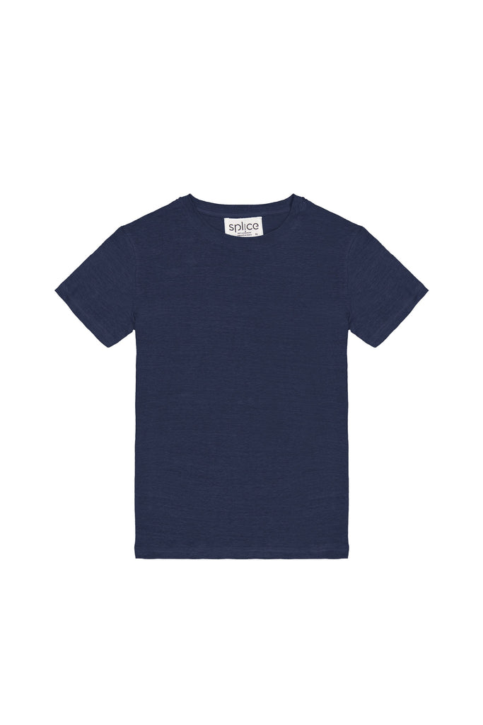 T-shirt manches courtes bleu roi en lin non cintré fabriqué en France avec du lin cultivé en France.