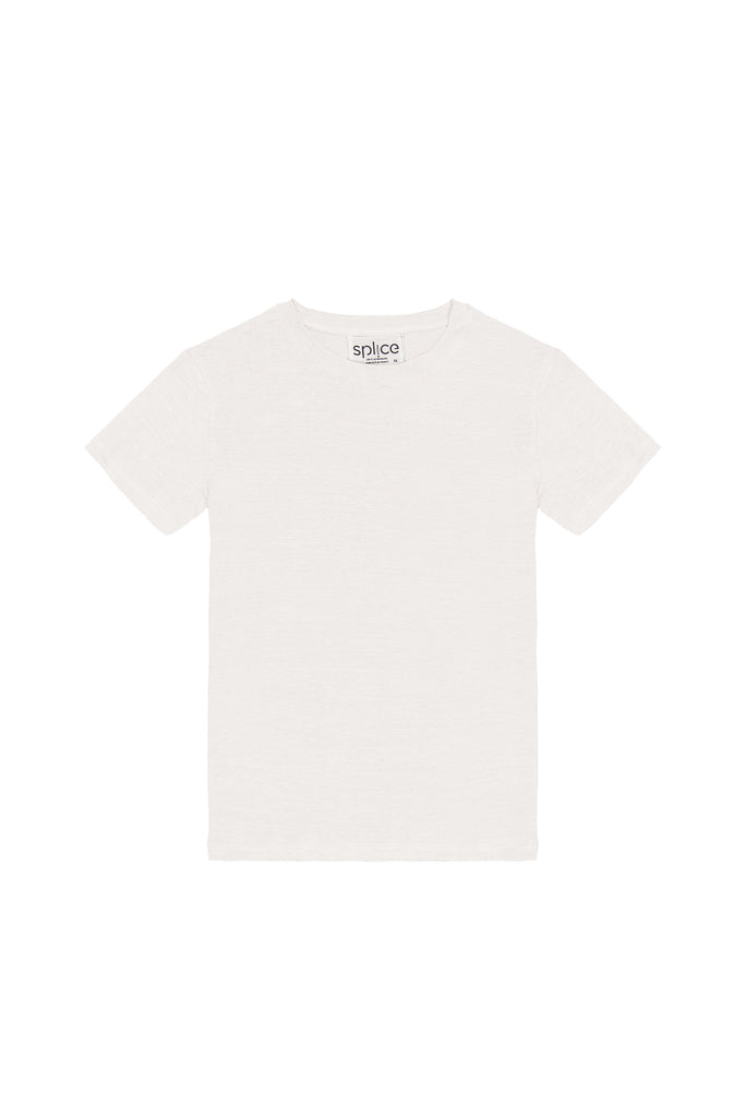 T-shirt blanc coupe droite, non cintrée très agréable à porter et made in France par la marque Splice. 
