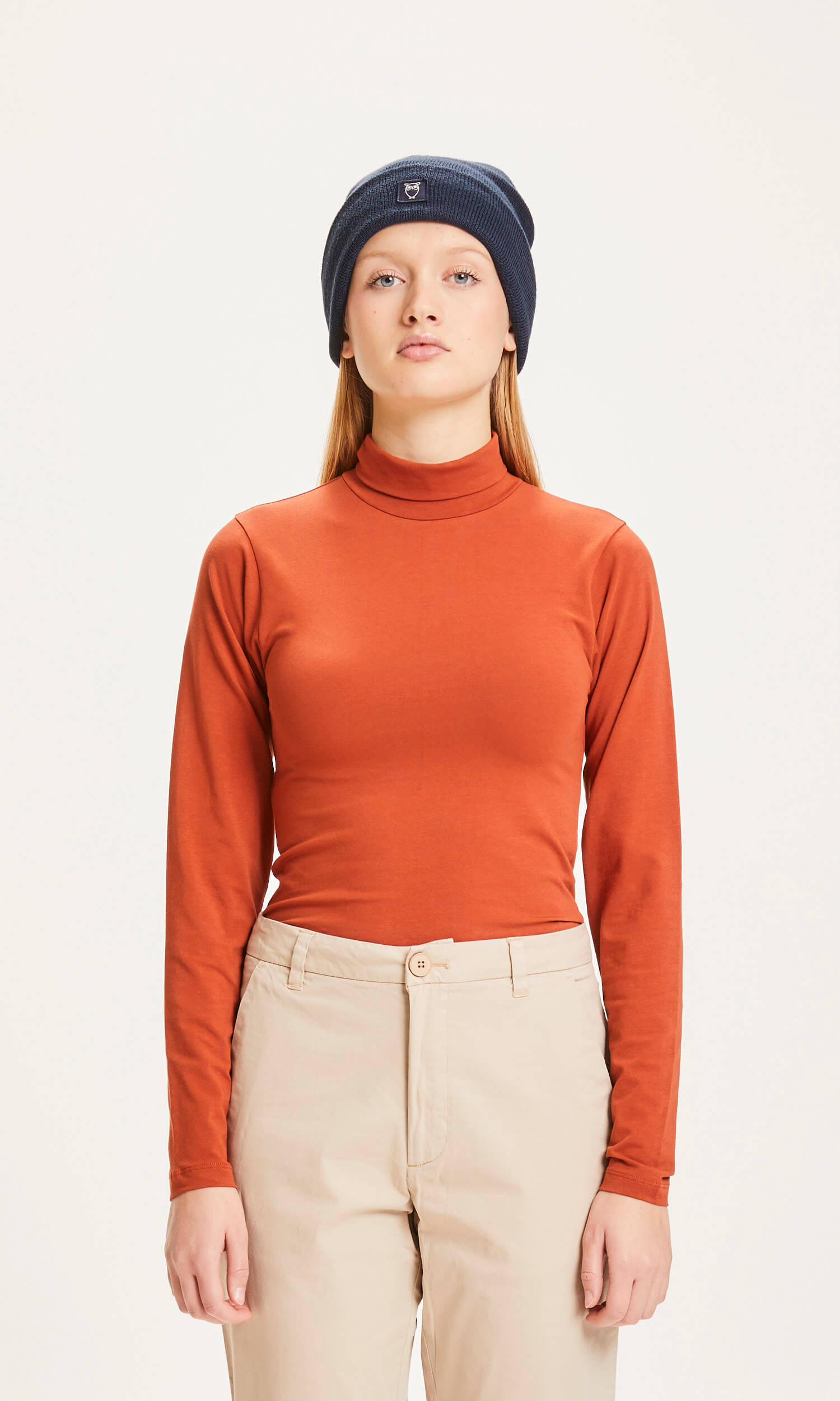 T shirt Susan Col roulé Abricot en Viscose EcoVero - Marque Knowledge Cotton Apparel